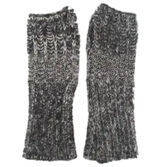 美品 CHANEL シャネル シルクカシミヤ ラインストーン装飾 ミックスニット アームウォーマー Mサイズ ブラック×グレー系 レディース 古着 中古 USEDのサムネイル