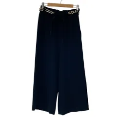 良品 Y's Yohji Yamamoto Pink Label ワイズ ピンクレーベル チェーンベルト トリアセワイドパンツ YN-P48-530 サイズ1 ブラック レディース 古着 中古 USED