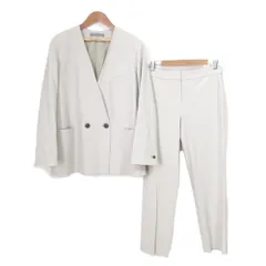 良品 24AW Theory luxe セオリーリュクス MEWAN DAYLIA CAROL 2 ノーカラージャケット パンツ スーツ 42サイズ グレー レディース 古着 中古 USED