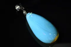 【１点物】シルバー925◇希少メキシコ産AAAA ブルーアンバー　24x13mm　ドロップ ペンダントトップ パワーストーン 天然石 _PD1597