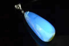 【１点物】シルバー925◇希少メキシコ産AAAA ブルーアンバー　28x11mm　ドロップ ペンダントトップ パワーストーン 天然石 _PD1599