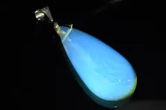 【１点物】シルバー925◇希少メキシコ産AAAA ブルーアンバー　30x14mm　ドロップ ペンダントトップ パワーストーン 天然石 _PD1601