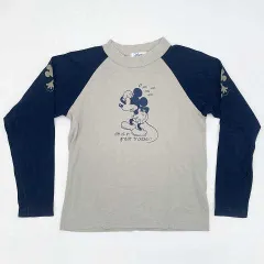 Disney Enterprises,Inc.　ディズニーエンタープライズアイエヌシー　ミッキーラグラン袖Tシャツ　ネイビー・グレー　Lサイズ　〇□・〇◇
