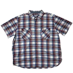 CHM Carhartt 半袖チェックシャツ レッド ブルー コットン ワークシャツ 3XL ビッグサイズ 大きいサイズ 胸ポケット メンズ レディース ユニセックス 古着