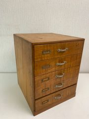 [Follower Discount Eligible Item] Showa Retro Wooden 5-Drawer Nameplate Storage Box Letter Case Small Furniture Old House Antique Item 4-E