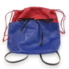 美品 MARNI マルニ レザー 巾着 バックパック ナップサック リュック レッド×ブルー×ブラック レディース 古着 中古 USEDのサムネイル
