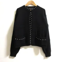 良品 TSURU by Mariko Oikawa ツルバイマリコオイカワ Ludmila パール ウールニット カーディガン ブラック レディース 古着 中古 USEDのサムネイル