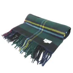 良品 Johnstons of Elgin ジョンストンズオブエルガン チェック カシミヤ 大判ストール マフラー ネイビー グリーン レディース 古着 中古 USED