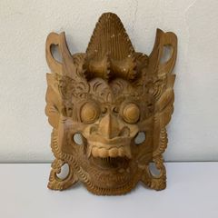バリ島 魔除け 壁掛け 民芸品 木彫り アンティーク お面 - メルカリ