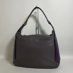 2604-59｜美品｜フルラ ワンショルダーバッグ レザー グレー×パープル