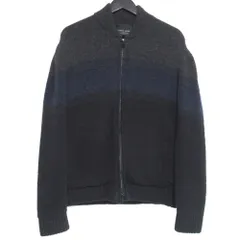 美品 Roberto Collina ロベルトコリーナ ジップアップ パデッド ニットジャケット 48サイズ ブラック×ネイビー×グレー メンズ 古着 中古 USEDのサムネイル