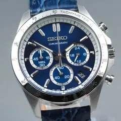 【稼働品】SEIKO クロノグラフ 8T63-00D0 ブルー クオーツ メンズ #17072