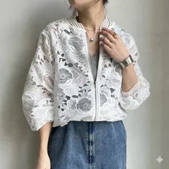 刺繍 レースジャケット カーディガン 薄手アウター 体型カバー レディース おしゃれ　ブラック　ホワイト