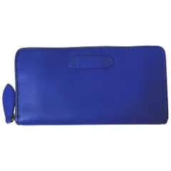 美品 POLO RALPH LAUREN ポロラルフローレン レザー ラウンドファスナー ロングウォレット 長財布 ブルー メンズ レディース 古着 中古 USED
