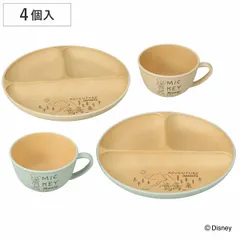 プレート スープカップ mA 抗菌 4点入 ミッキーマウス （ BPAフリー 日本製 電子レンジ対応 食洗機対応 ミッキー ディズニー 仕切り皿 マグカップ おしゃれ かわいい キャラクター 軽い 割れにくい 子ども用 キャラ 子供用 食器 )のサムネイル