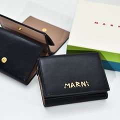 極美品 国内タグ付】マルニ 三つ折り財布 メンディング 黒 付属品完備