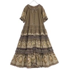 カネコイサオ パッチワーク ロングワンピース 花柄 パッチワーク