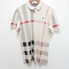 良品 BURBERRY バーバリー チェック柄 ショートスリーブ ポロシャツ カットソー サイズL ベージュ レディース 古着 中古 USED