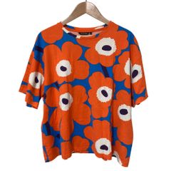 美品 marimekko マリメッコ ウニッコプリント Tシャツ 52183-5-46114 Mサイズ オレンジ ブルー レディース 古着 中古 USED Marimekko Unikko Print T-Shirt 52183-5-46114, Size M, Orange and