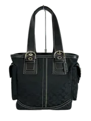 COACH コーチ シグネチャー キャンバス レザー トートバッグ 鞄 かばん 10079 黒 ブラック