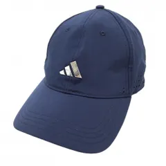 【超美品】アディダス キャップ ネイビー×シルバー 3ライン 一部パンチング OSFX(57-60cm)　   ゴルフウェア adidas