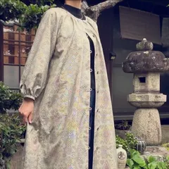 【衿ぐりギャザーの前開きワンピース】実寸大型紙