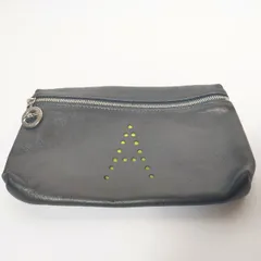 Longchamp レザー アルファベット パンチング 小物入れ ポーチ ブラック レディース ロンシャン【中古】5-0116G∞のサムネイル