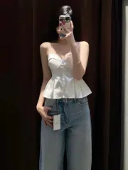 ZARA ザラ ポプリン クロップド トップス ザラ フレア トップス ザラ フレア ノースリーブ