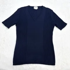 美品✨ MAX&CO. マックスアンドコー Vネック 半袖ニット ネイビー 濃紺 春夏 上品 シンプルのサムネイル