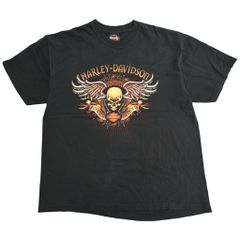 00年代 HARLEY DAVIDSON ハーレーダビッドソン 半袖Ｔシャツ モーターサイクル ブラック(メンズ XL)中古 古着 X9975