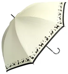 オカモト原宿店 日傘 完全遮光 遮光率100% 晴雨兼用傘 ネコ柄 (UVカット紫外線遮蔽率99.9% / 樹脂カラーコーティング) 50cm (UVカット/遮光率/遮熱) 長傘 手開き傘 軽量 熱中症対策 日焼け対策 アイボリー