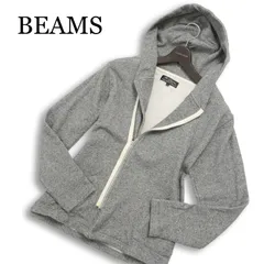 THE BEAMS ビームス 通年★ ダブルジップ ライダース風 スウェット パーカー Sz.M メンズ 灰 グレー