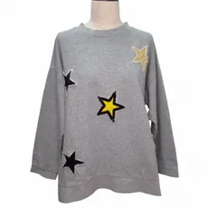 パーソンズ PERSON'S 長袖 スウェット トレーナー トップス クルーネック 星柄パッチ LLサイズ グレー k38771 0427のサムネイル