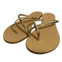 美品 24SS NICOLAS LAINAS ニコラスライナス ドゥーズィエムクラス取り扱い クロスストラップサンダル 37 23.5cm ゴールド レディース 古着 中古 USED