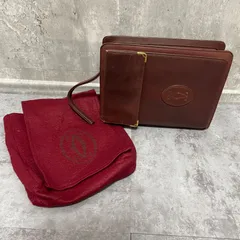 【Cartier】保存袋付き カルティエ クラッチバッグ マストライン ロゴ刻印 ロゴモチーフ レザー レディース ワインレッド ボルドー 無地 クラッチバッグ セカンドバッグ レザークラッチバッグ ヴィンテージデザイン