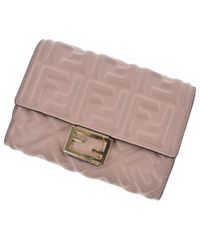 鑑定済・高級ナッパ】FENDI バゲット コンチネンタル長財布 ゴールド