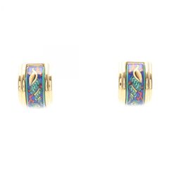 極希少☆MONET イタリア製 ヴィンテージ エナメル フープピアス 925 