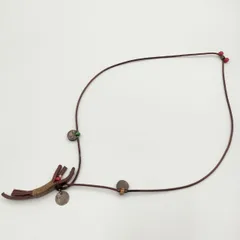 HENRY CUIR レザー ビーズ ネックレス ブラウン レディース アンリークイール【中古】5-0512G∞のサムネイル