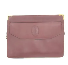 【Cartier】カルティエ クラッチバッグ マストライン ロゴ刻印 ロゴモチーフ レザー レディース ボルドー ワインレッド 茶色系 無地 クラッチバッグ セカンドバッグ レザークラッチバッグ ヴィンテージデザイン