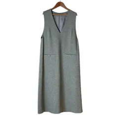 美品 24AW TIARA ティアラ Vネックボタンポケットジャンスカ ワンピース 3 カーキ レディース 古着 中古 USED