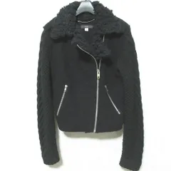 良品 DIESEL ディーゼル ボア ニットスリーブ ライダースジャケット サイズS ブラック レディース 古着 中古 USED