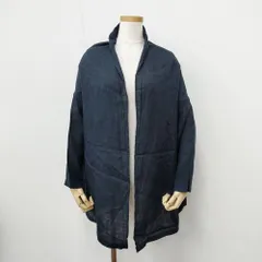 fog linen work リネン 前開き サイズM カーディガン ネイビー レディース フォグリネンワーク【中古】5-1211G◎のサムネイル