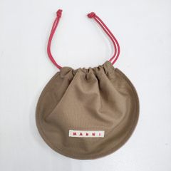 MARNI マルニ 巾着ポーチ グレー×ベージュ ピンク紐 バッグインバッグ 
