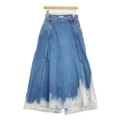 TANAKA THE WIDE SKIRT PANTS 定価49500円 ワイドスカートパンツ2WAYブリーチUSED加工 ST-152 デニムパンツ ブルー レディース タナカ【中古】6-0202G∞
