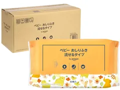 【24袋セット】by Amazon ベビー おしりふき 純水99% 流せるタイプ 日本製 パラベンフリー 無香料 60枚入(1440枚)のサムネイル