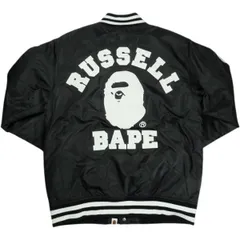 Size【L】 A BATHING APE ア ベイシング エイプ RUSSELL COLLEGE VARSITY JACKET ジャケット 黒 【中古品-非常に良い】 30006629のサムネイル