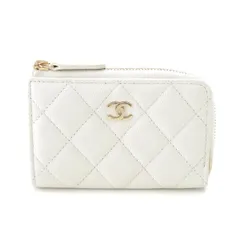 シャネル キャビアスキン ココマーク シャンパンゴールド金具 コンパクトウォレット コインケース ランダムシリアル AP0221 ホワイト【中古】