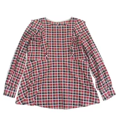 美品 22AW BLUE LABEL CRESTBRIDGE ブルーレーベル クレストブリッジ チェック フリルチュニックブラウス 36 マルチカラー レディース 古着 中古 USED