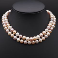 本真珠 ロングネックレス 8.5mm 85cm パステル マルチカラー 2連可 