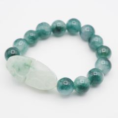 天然翡翠 ヒスイ お花 彫刻バングル（内径60mm）グレイッシュブルー 
